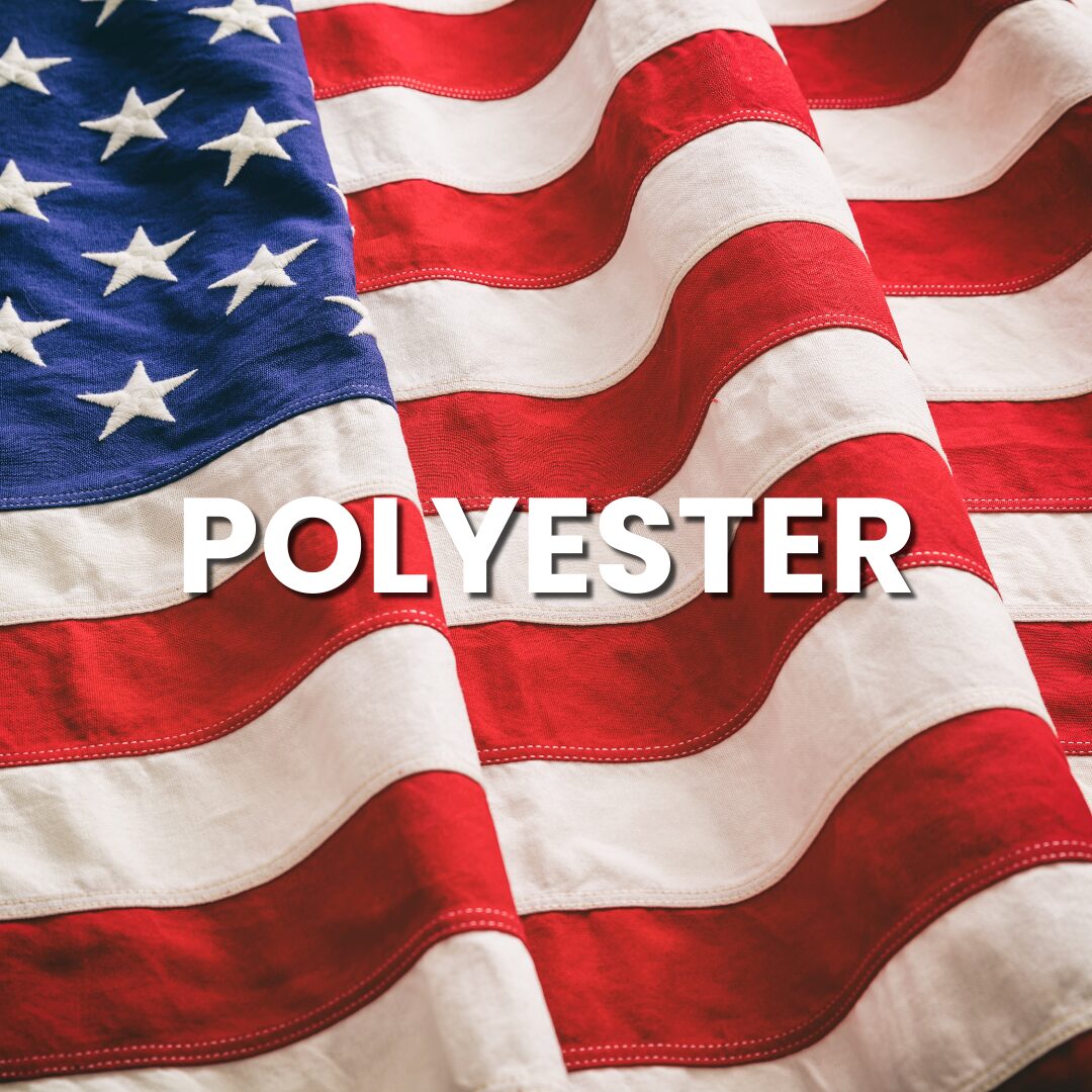 Close-up of USA flag and polyester text