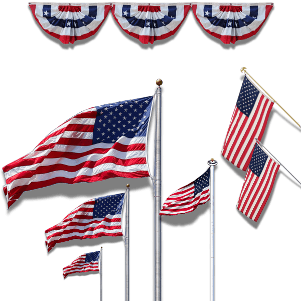 Patriotic display of flags and bunting