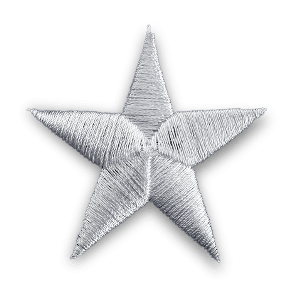 Detailed embroidery of a silver star