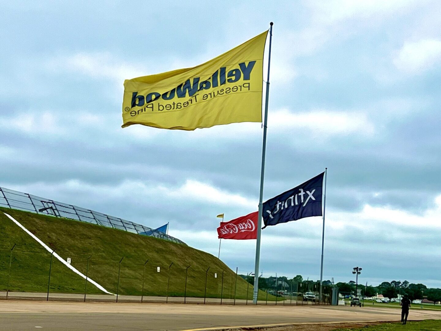 Flags waving on a cloudy day