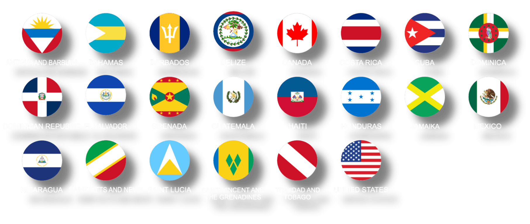 North American nations' flags display
