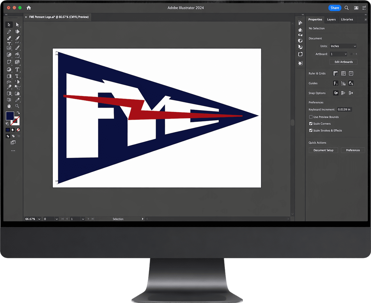 Graphic design on computer screen