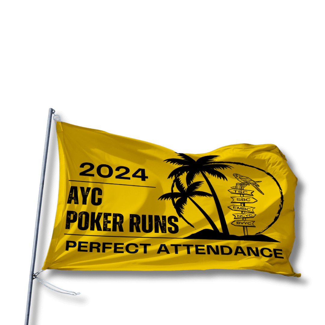 Yellow flag with "2024 AYC Poker Runs