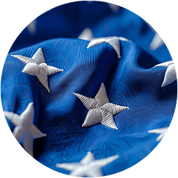 Detailed view of star-patterned blue cloth