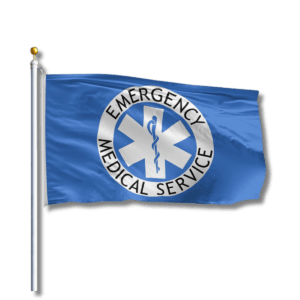 Emergency Medical Service flag with Star of Life