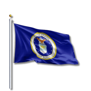 United States Air Force flag waving on pole