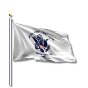 United States Coast Guard flag waving
