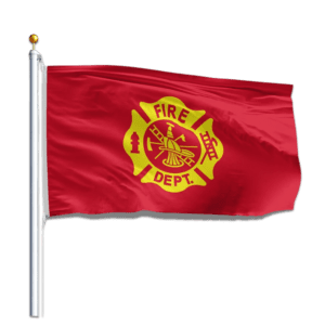 Red fire department flag with Maltese cross