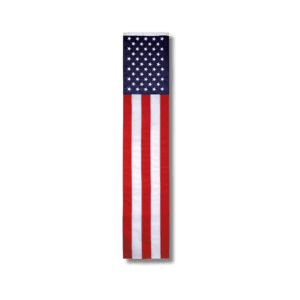 Vertical American flag banner on black background