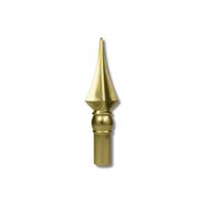 Gold decorative spear finial on black background