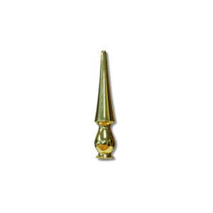 Shiny gold finial ornament on black background