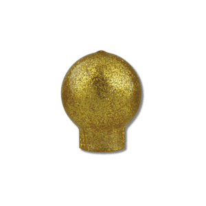 Gold glitter ornament sphere on black background