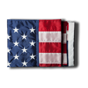 Folded American flag with stars and stripes