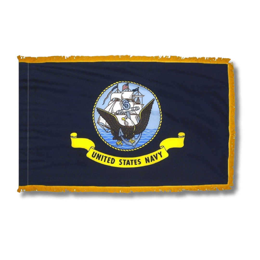 United States Navy flag with gold fringe