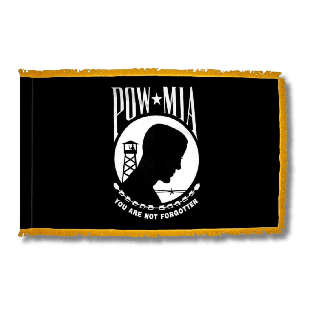 POW MIA flag with prisoner silhouette