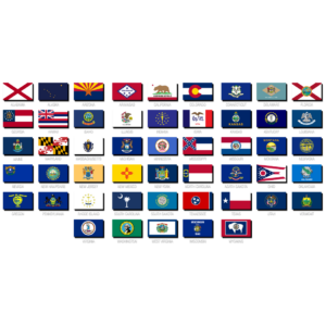 Grid of all 50 U.S. state flags