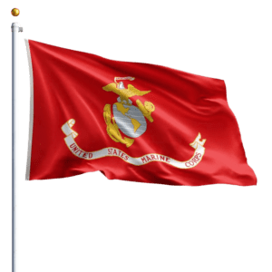 United States Marine Corps flag on pole