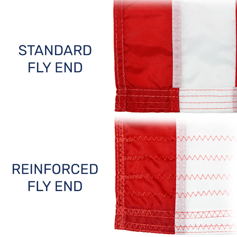 Standard and reinforced red-white flag fly ends