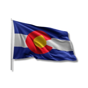 Waving Colorado state flag on black background
