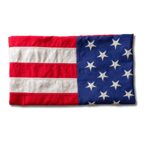 Folded American flag with stars and stripes