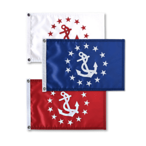Three nautical flags featuring anchor and stars
