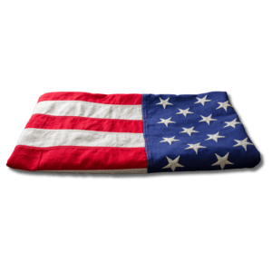 Folded American flag with stars and stripes