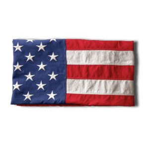 Folded American flag with stars and stripes