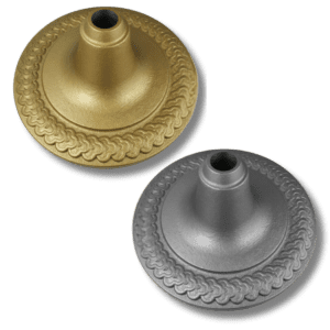 Gold and silver ornate metal lamp bases