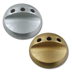 Gold and silver round metal discs with holes