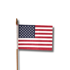Small American flag on wooden pole